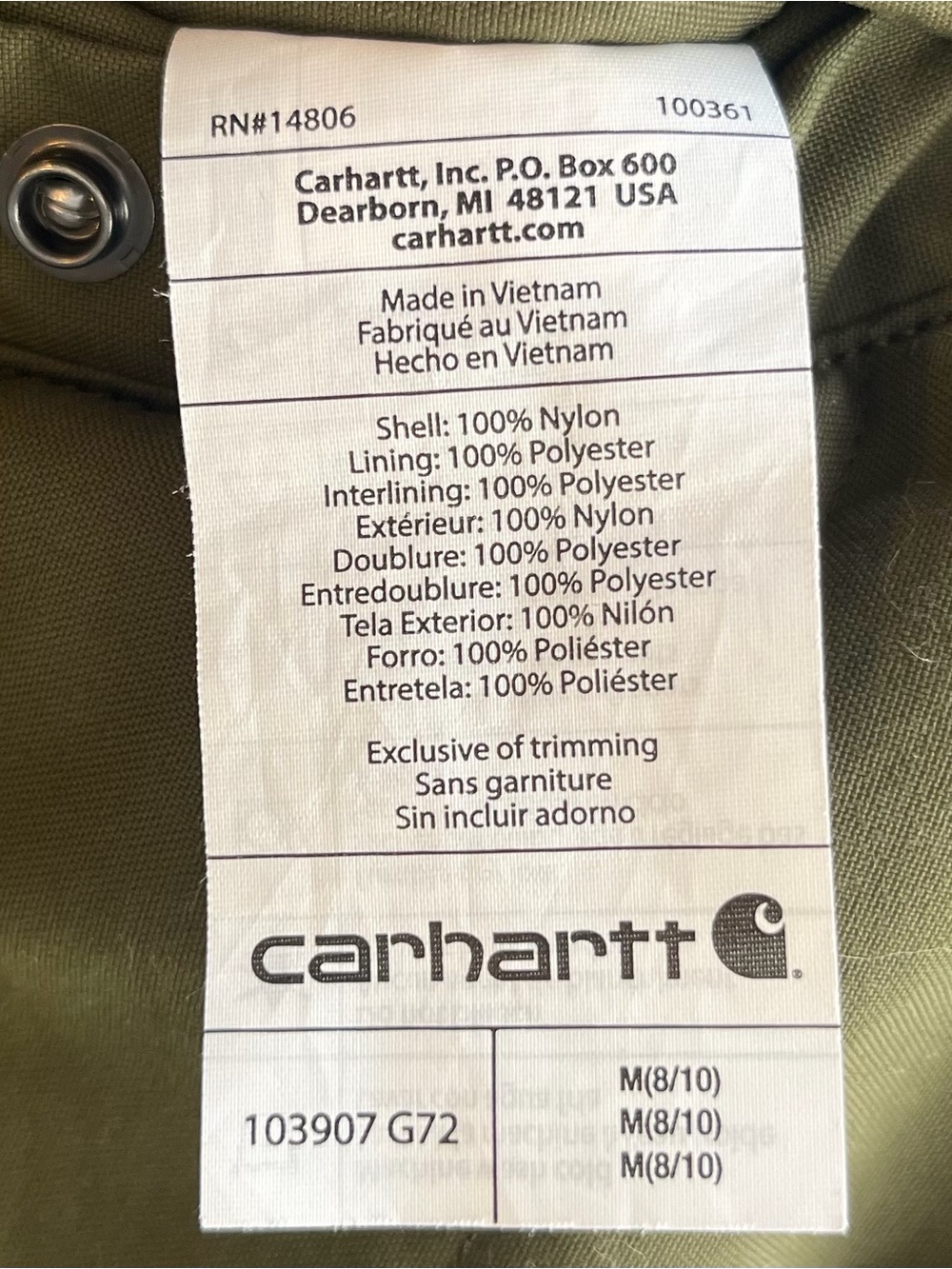 Carhartt Utility Sherpa Lined Reversible Vest in Basil - Picture 8 of 9